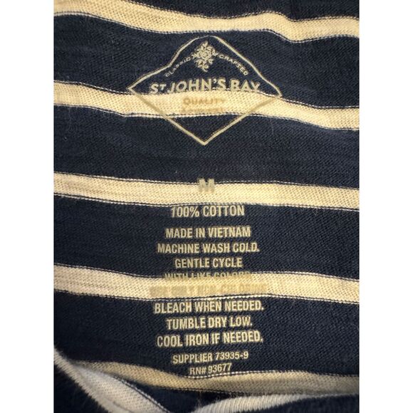 St. John's Bay Nautical Navy/ White Stripe with Tie 3/4 Sleeves Top- Sz M - Picture 8 of 8